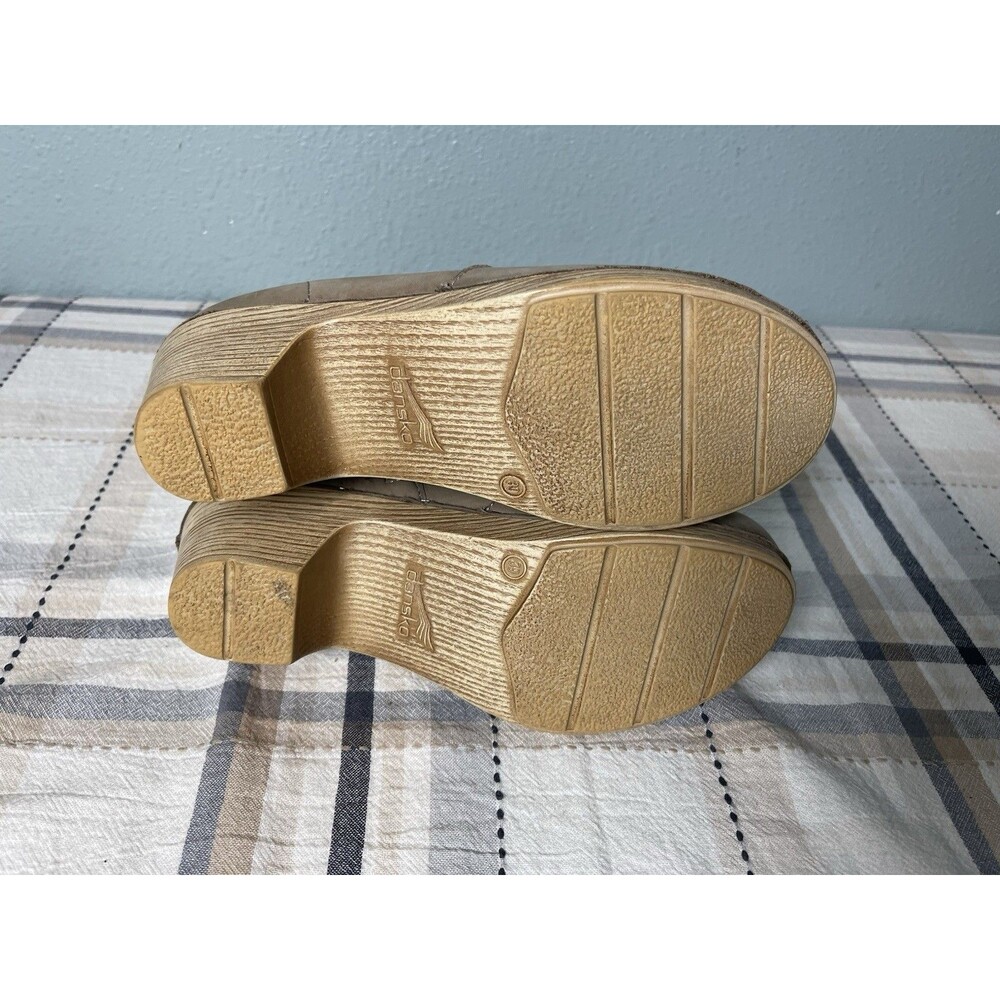 Dansko Maria Ankle Boots Womens Size 39 US 8.5 Beige Leather Side Zip Block Heel - Picture 9 of 10